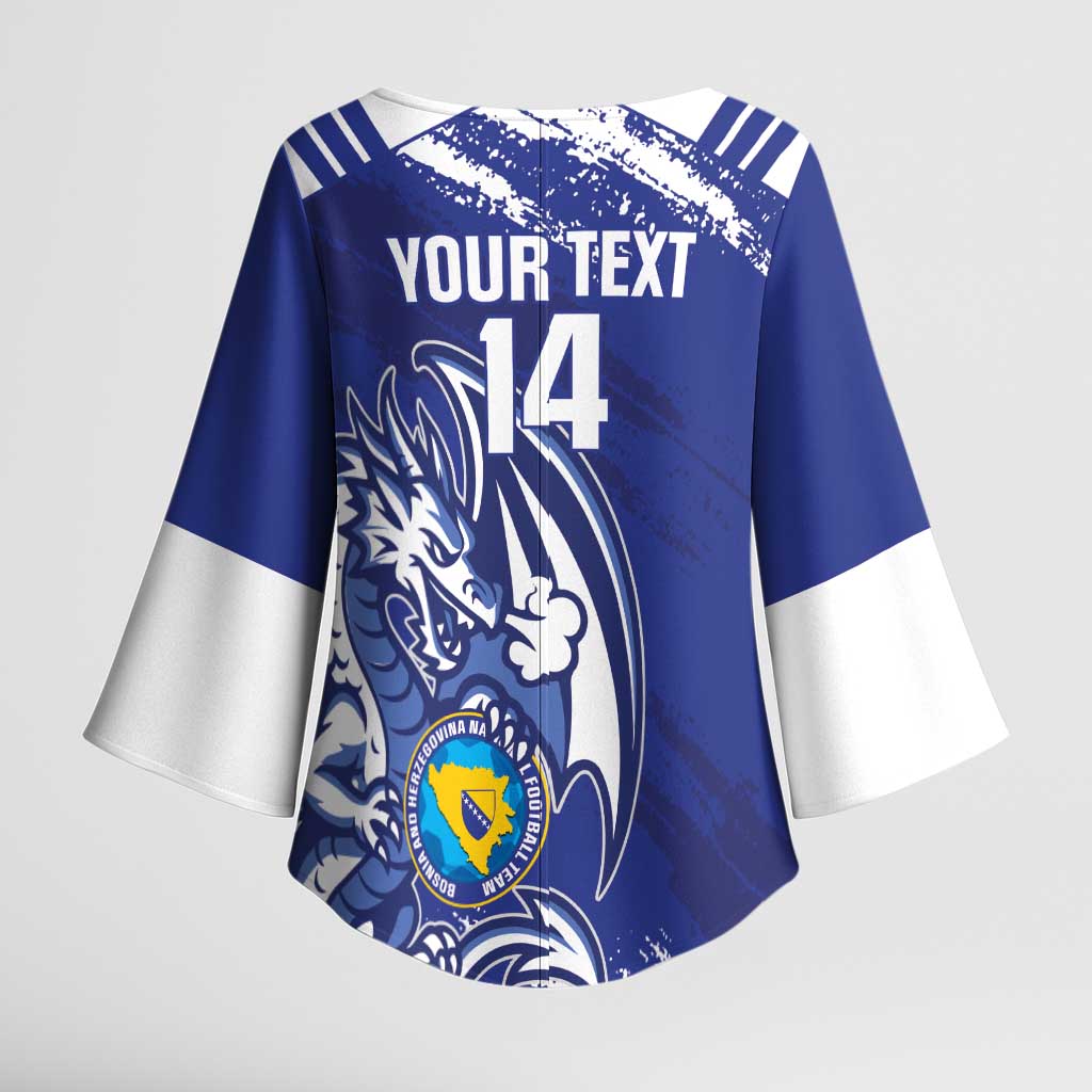 Bosnia and Herzegovina Football Custom Kimono Sleeve Blouse Go Zmajevi Mi smo uz vas Blue Version - Wonder Print Shop