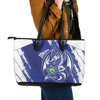 Bosnia and Herzegovina Football Leather Tote Bag Go Zmajevi Mi smo uz vas Blue Version - Wonder Print Shop