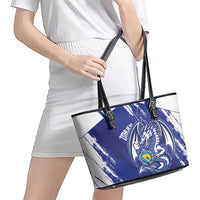 Bosnia and Herzegovina Football Leather Tote Bag Go Zmajevi Mi smo uz vas Blue Version - Wonder Print Shop