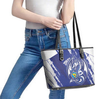 Bosnia and Herzegovina Football Leather Tote Bag Go Zmajevi Mi smo uz vas Blue Version - Wonder Print Shop