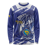 Bosnia and Herzegovina Football Custom Long Sleeve Shirt Go Zmajevi Mi smo uz vas Blue Version - Wonder Print Shop
