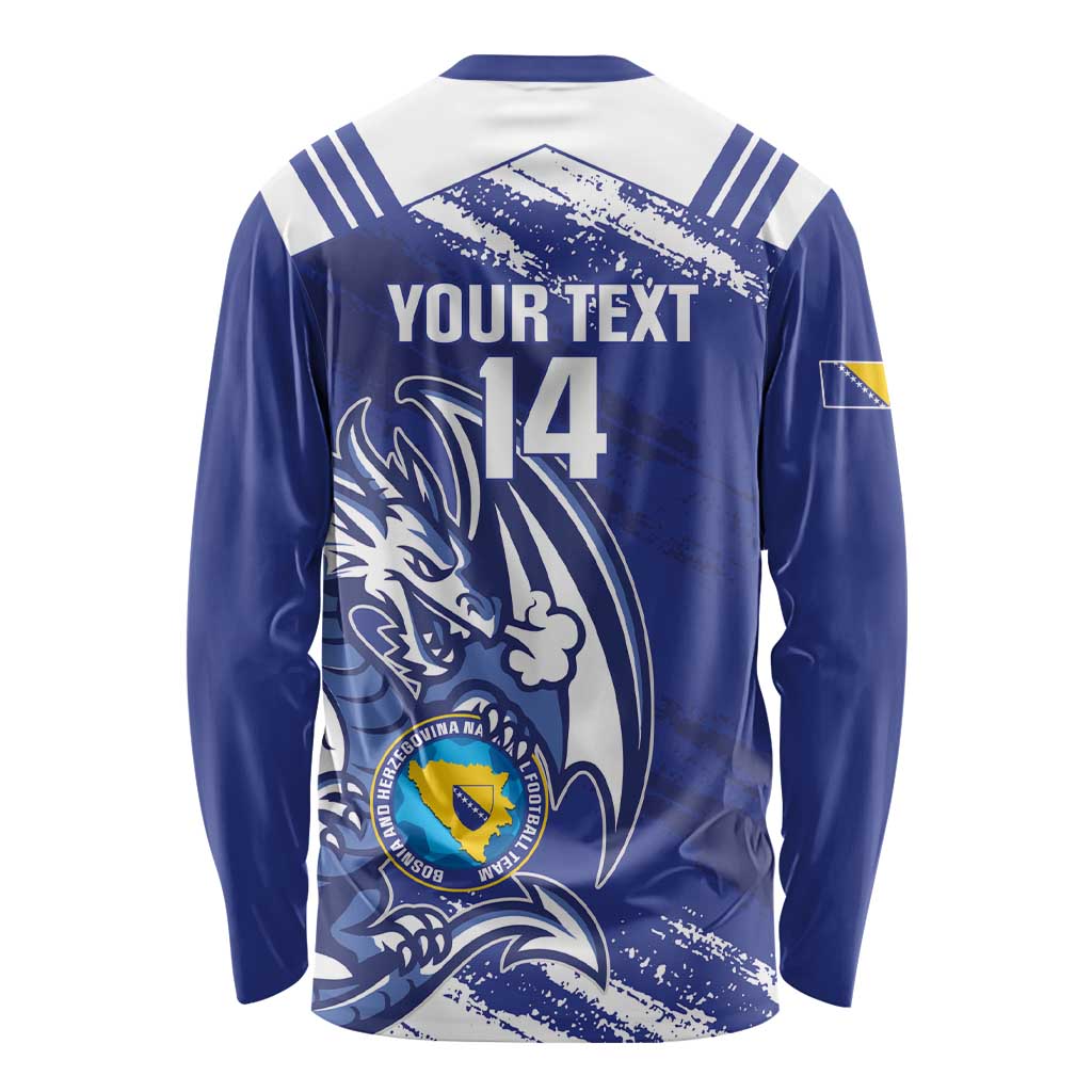 Bosnia and Herzegovina Football Custom Long Sleeve Shirt Go Zmajevi Mi smo uz vas Blue Version - Wonder Print Shop