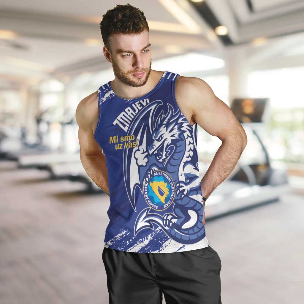 Bosnia and Herzegovina Football Custom Men Tank Top Go Zmajevi Mi smo uz vas Blue Version - Wonder Print Shop
