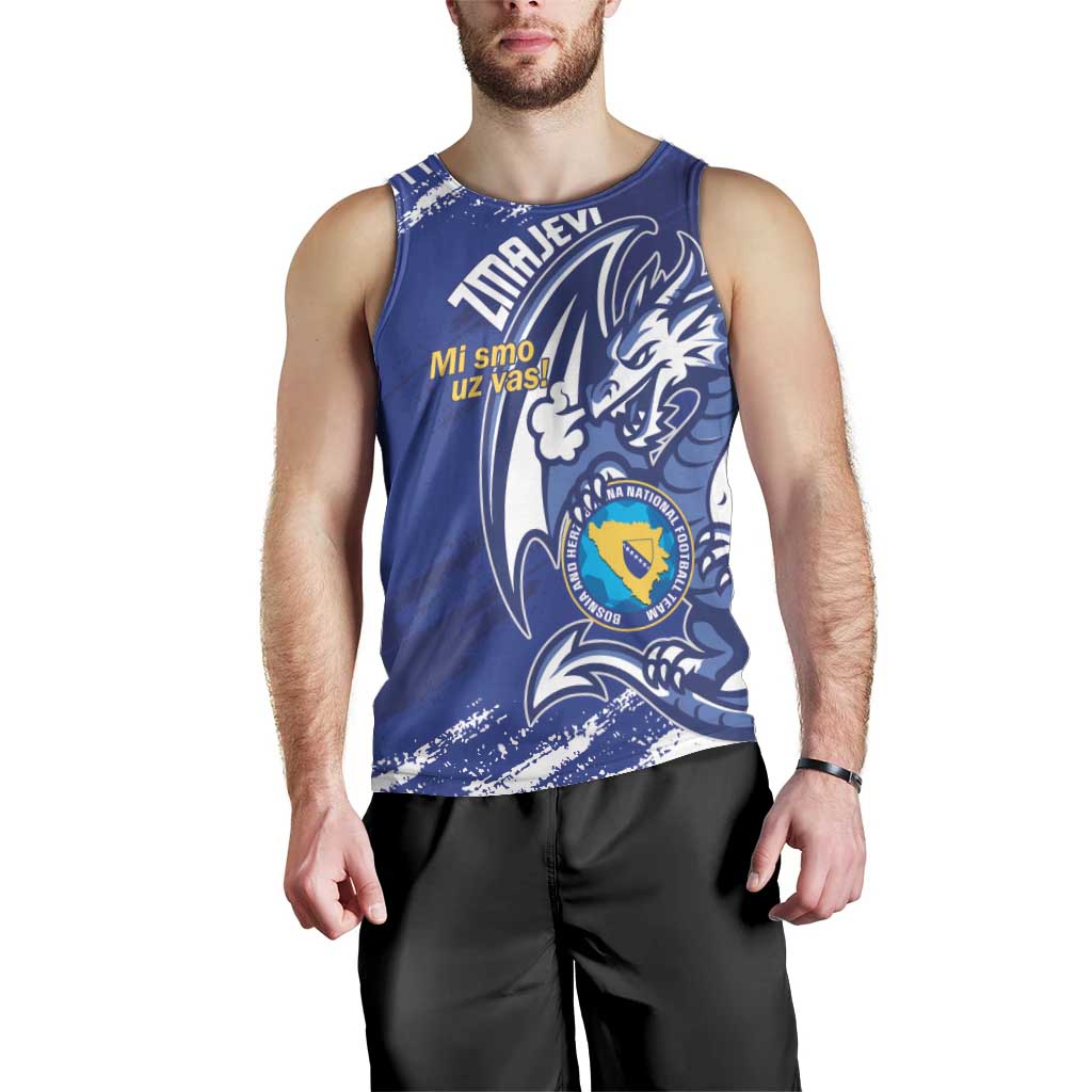 Bosnia and Herzegovina Football Custom Men Tank Top Go Zmajevi Mi smo uz vas Blue Version - Wonder Print Shop