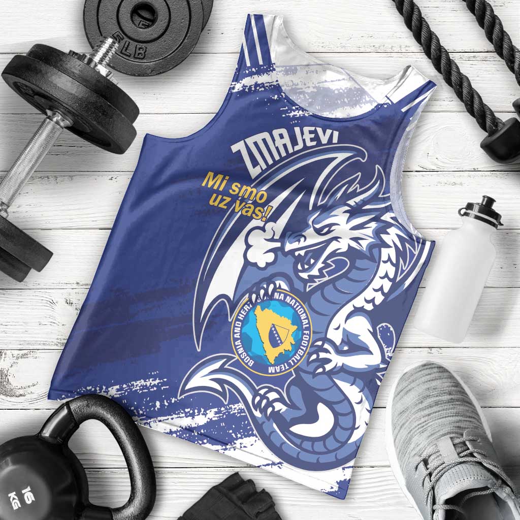 Bosnia and Herzegovina Football Custom Men Tank Top Go Zmajevi Mi smo uz vas Blue Version - Wonder Print Shop