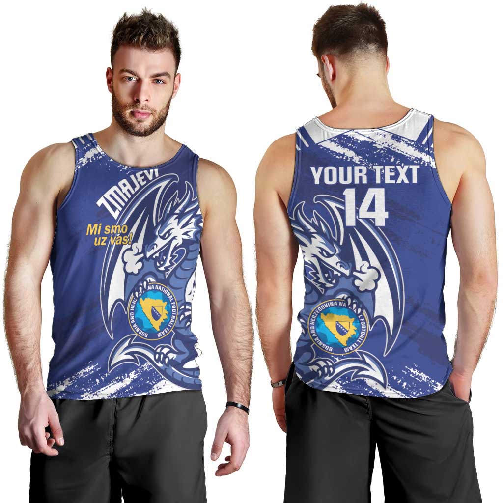 Bosnia and Herzegovina Football Custom Men Tank Top Go Zmajevi Mi smo uz vas Blue Version - Wonder Print Shop