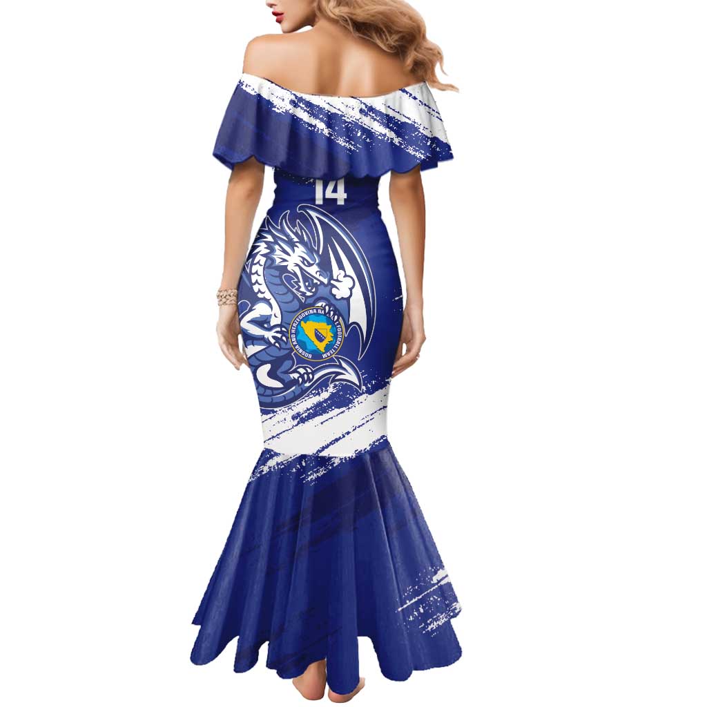 Bosnia and Herzegovina Football Custom Mermaid Dress Go Zmajevi Mi smo uz vas Blue Version - Wonder Print Shop