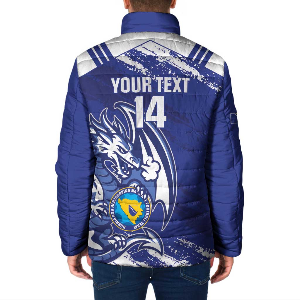 Bosnia and Herzegovina Football Custom Padded Jacket Go Zmajevi Mi smo uz vas Blue Version - Wonder Print Shop