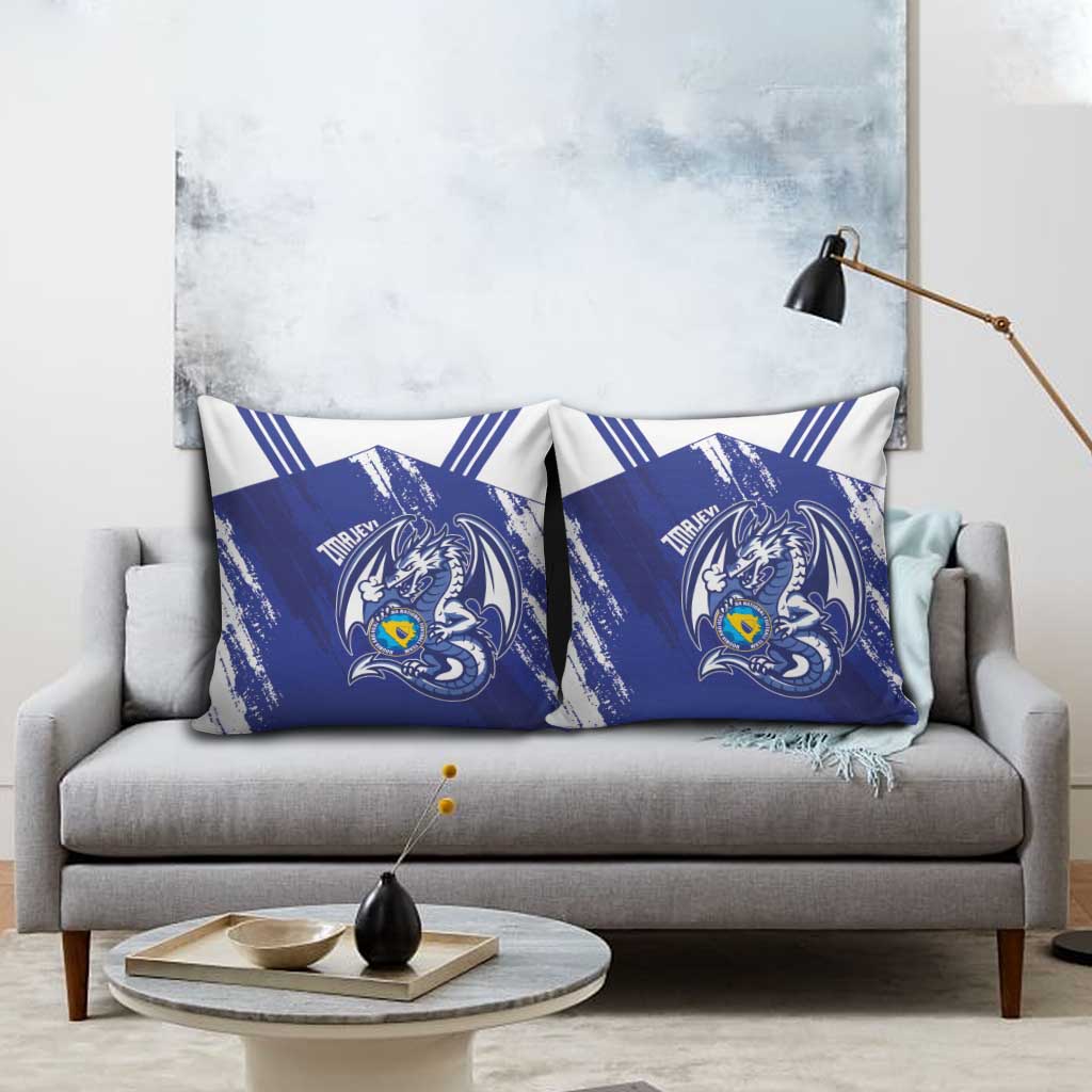Bosnia and Herzegovina Football Pillow Cover Go Zmajevi Mi smo uz vas Blue Version - Wonder Print Shop