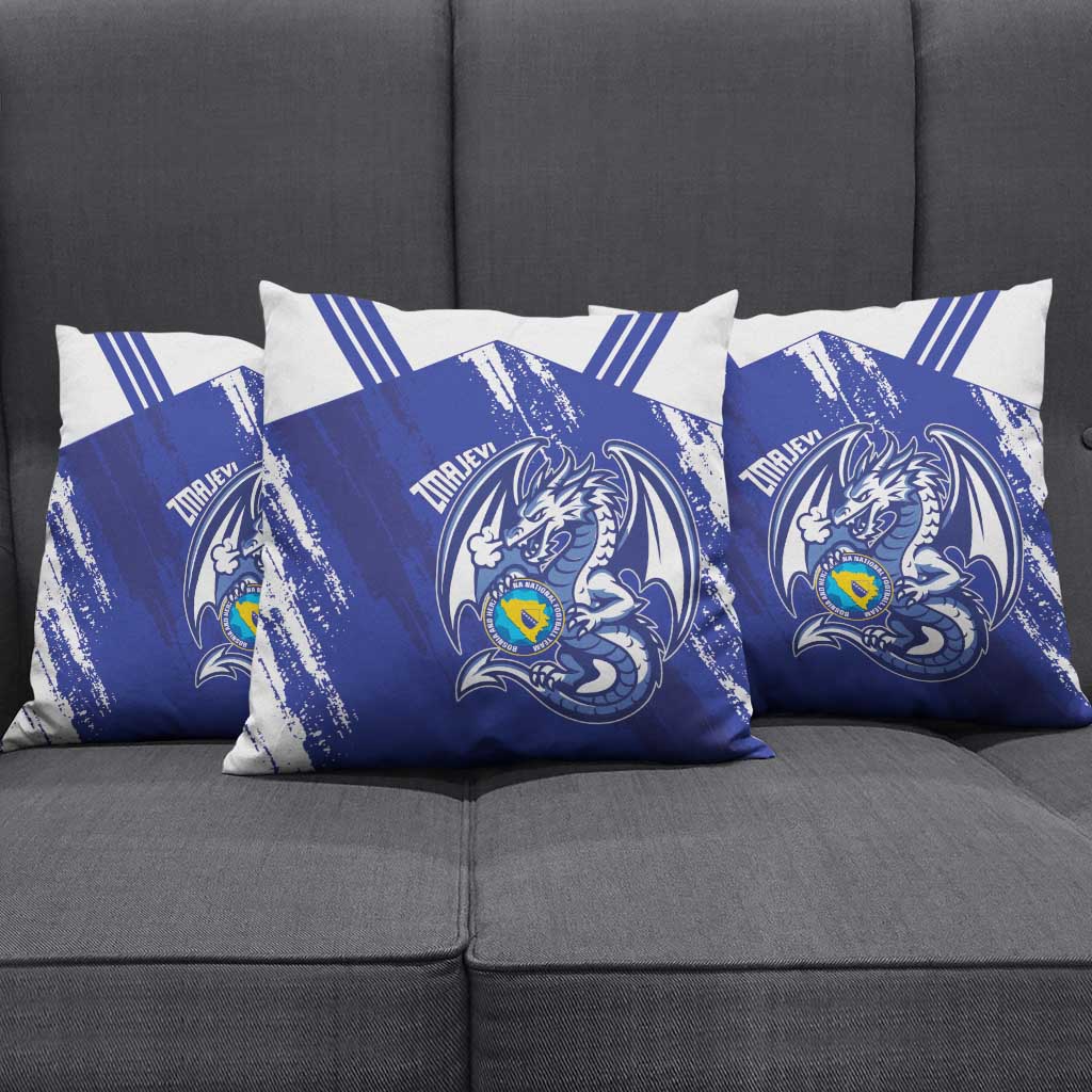 Bosnia and Herzegovina Football Pillow Cover Go Zmajevi Mi smo uz vas Blue Version - Wonder Print Shop
