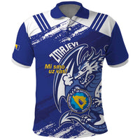 Bosnia and Herzegovina Football Custom Polo Shirt Go Zmajevi Mi smo uz vas Blue Version - Wonder Print Shop