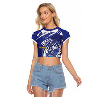 Bosnia and Herzegovina Football Custom Raglan Cropped T Shirt Go Zmajevi Mi smo uz vas Blue Version - Wonder Print Shop