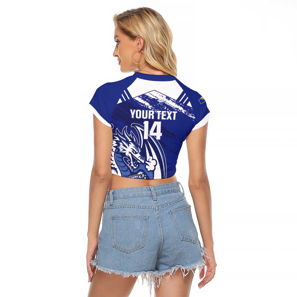 Bosnia and Herzegovina Football Custom Raglan Cropped T Shirt Go Zmajevi Mi smo uz vas Blue Version - Wonder Print Shop