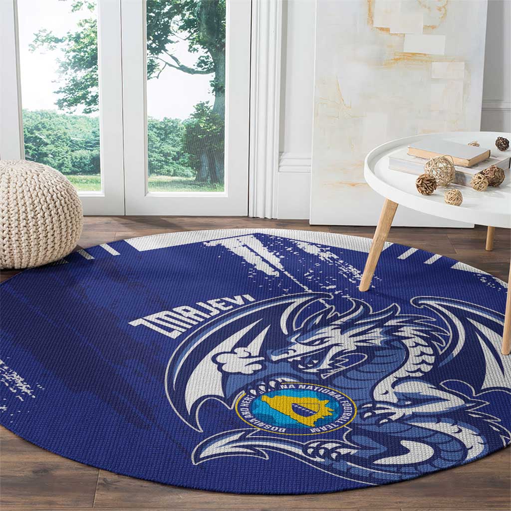 Bosnia and Herzegovina Football Round Carpet Go Zmajevi Mi smo uz vas Blue Version - Wonder Print Shop