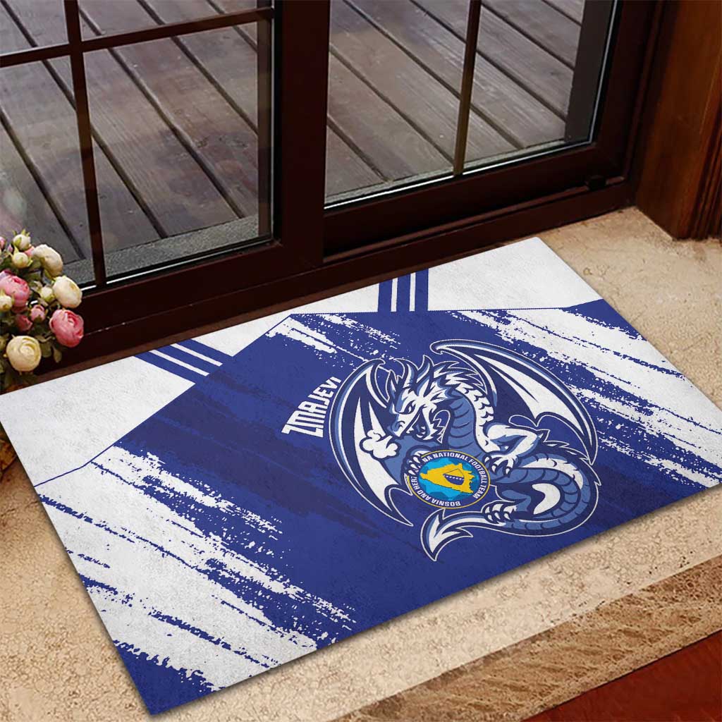 Bosnia and Herzegovina Football Rubber Doormat Go Zmajevi Mi smo uz vas Blue Version - Wonder Print Shop