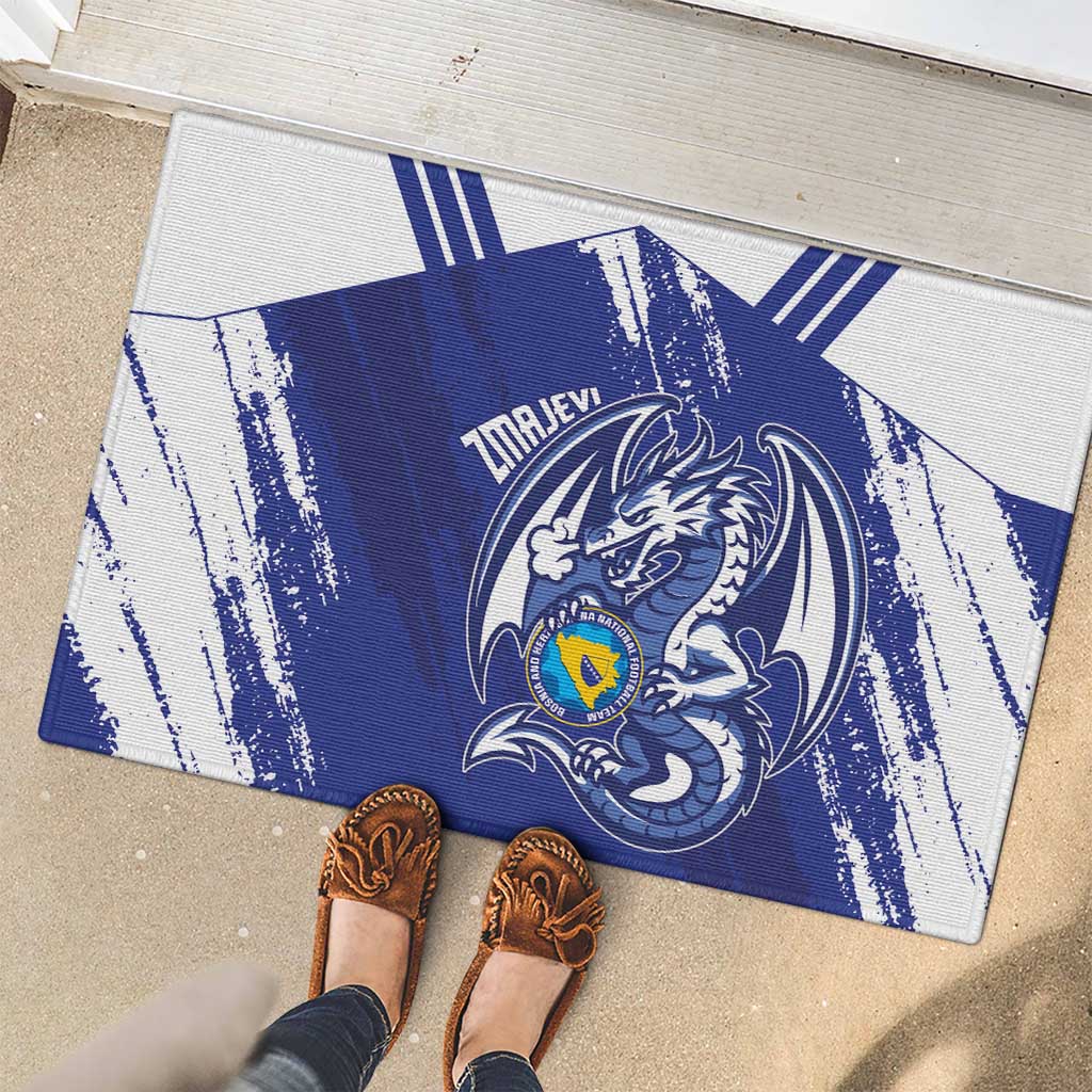 Bosnia and Herzegovina Football Rubber Doormat Go Zmajevi Mi smo uz vas Blue Version - Wonder Print Shop