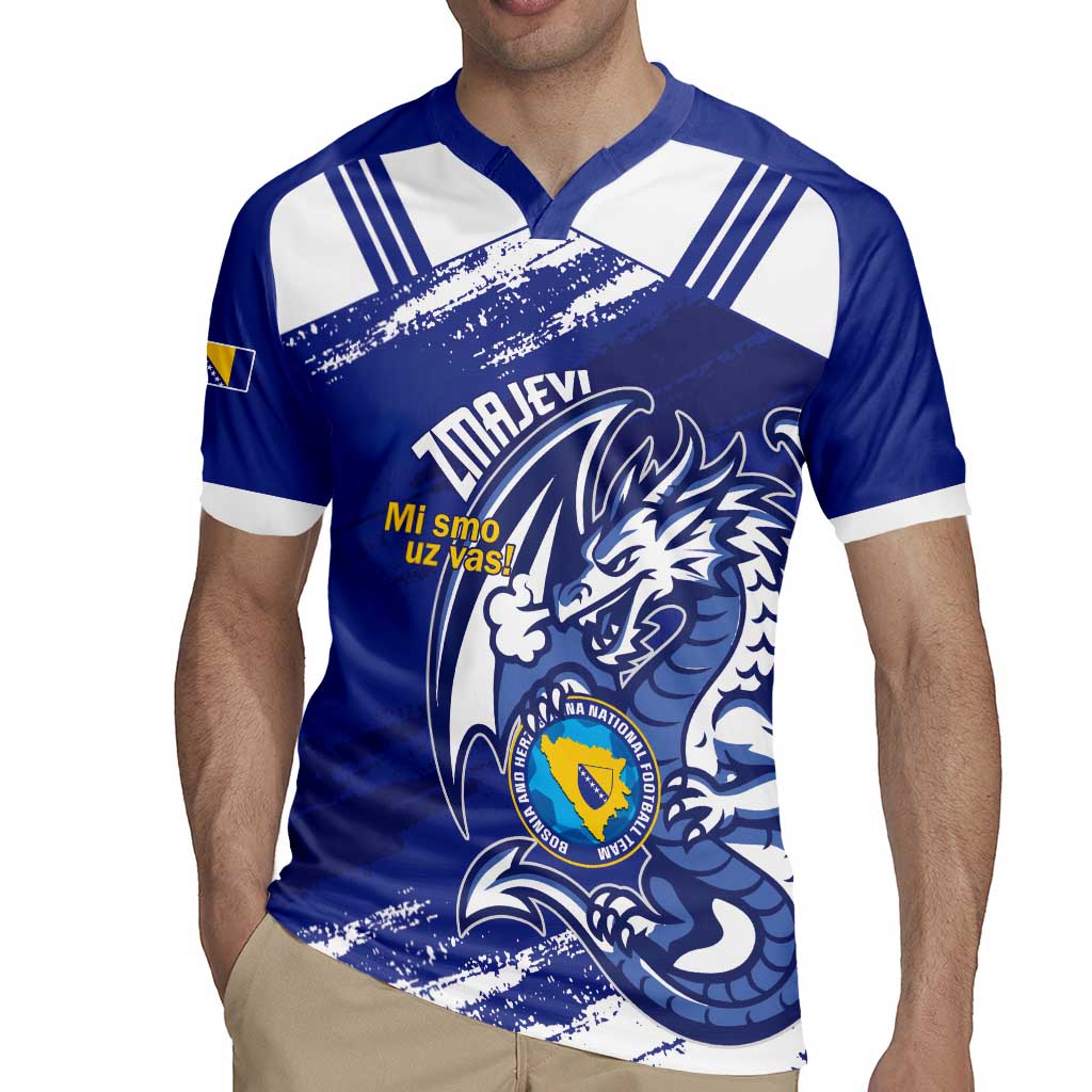 Bosnia and Herzegovina Football Custom Rugby Jersey Go Zmajevi Mi smo uz vas Blue Version - Wonder Print Shop