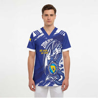 Bosnia and Herzegovina Football Custom Scrub Top Go Zmajevi Mi smo uz vas Blue Version - Wonder Print Shop