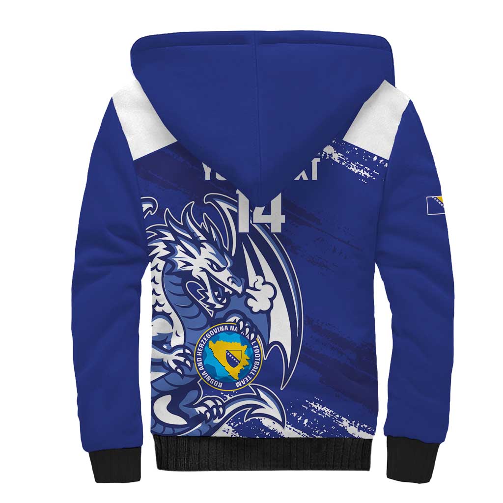 Bosnia and Herzegovina Football Custom Sherpa Hoodie Go Zmajevi Mi smo uz vas Blue Version - Wonder Print Shop