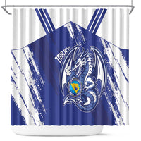 Bosnia and Herzegovina Football Shower Curtain Go Zmajevi Mi smo uz vas Blue Version - Wonder Print Shop