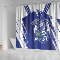 Bosnia and Herzegovina Football Shower Curtain Go Zmajevi Mi smo uz vas Blue Version - Wonder Print Shop
