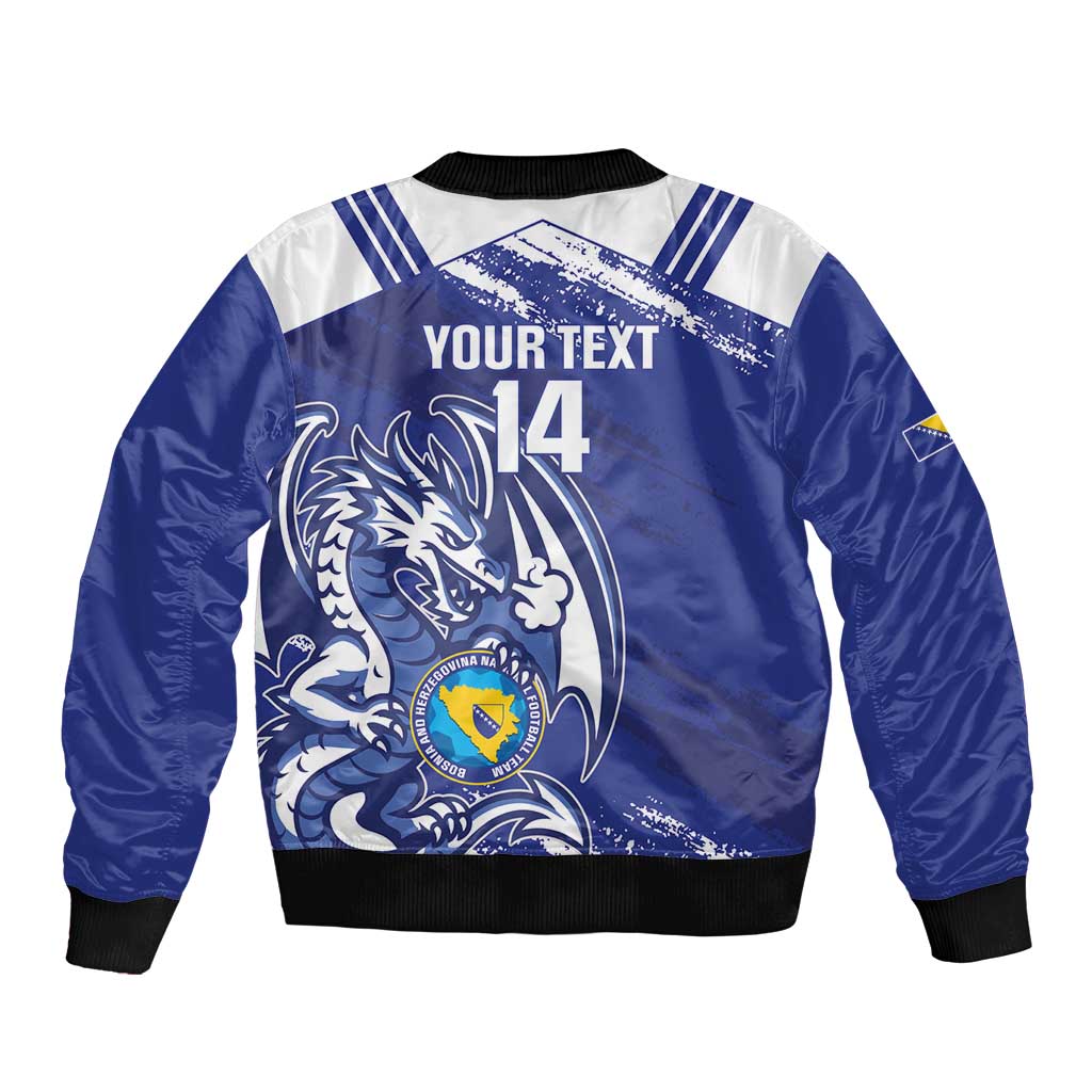 Bosnia and Herzegovina Football Custom Sleeve Zip Bomber Jacket Go Zmajevi Mi smo uz vas Blue Version - Wonder Print Shop