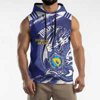 Bosnia and Herzegovina Football Custom Sleeveless Hoodie Go Zmajevi Mi smo uz vas Blue Version - Wonder Print Shop