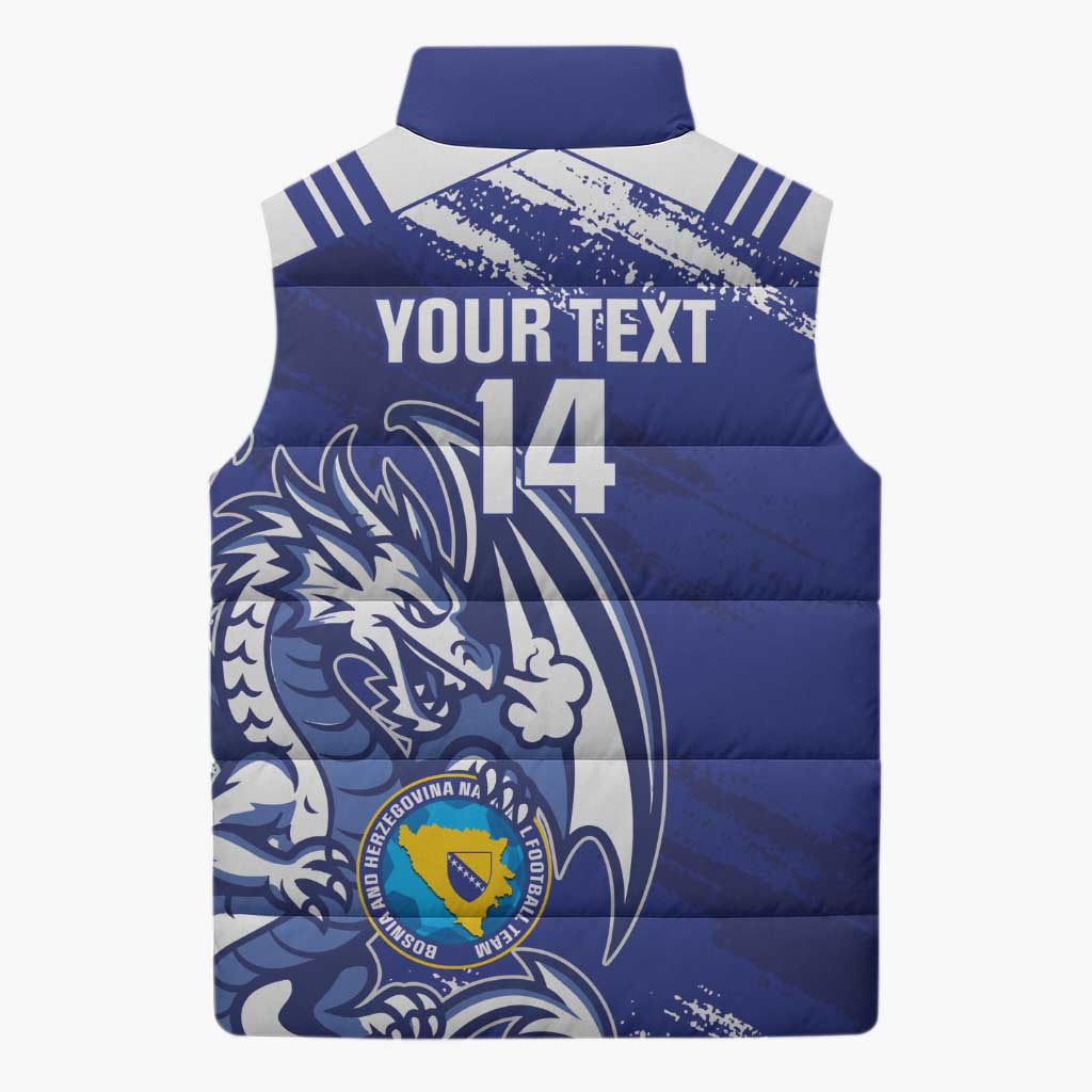 Bosnia and Herzegovina Football Custom Sleeveless Puffer Jacket Go Zmajevi Mi smo uz vas Blue Version - Wonder Print Shop