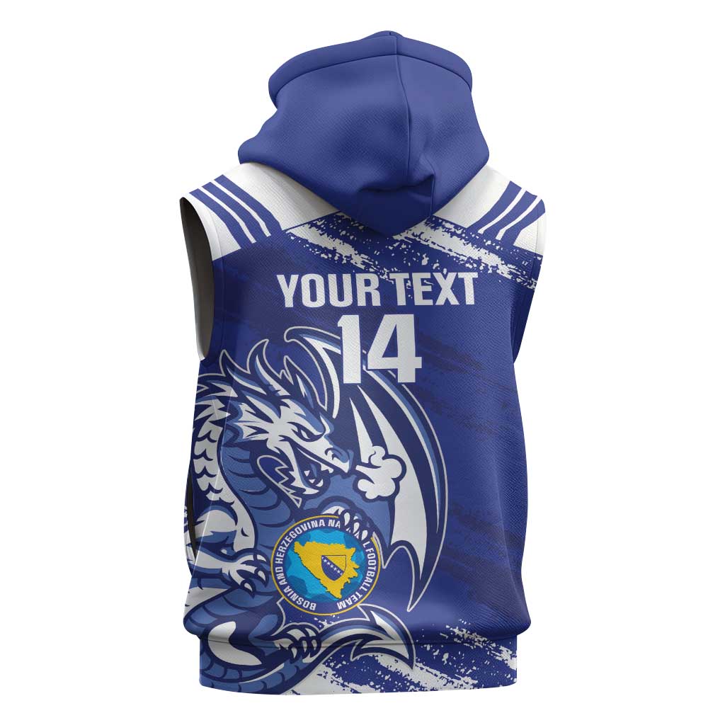 Bosnia and Herzegovina Football Custom Sleeveless Zip Hoodie Go Zmajevi Mi smo uz vas Blue Version - Wonder Print Shop