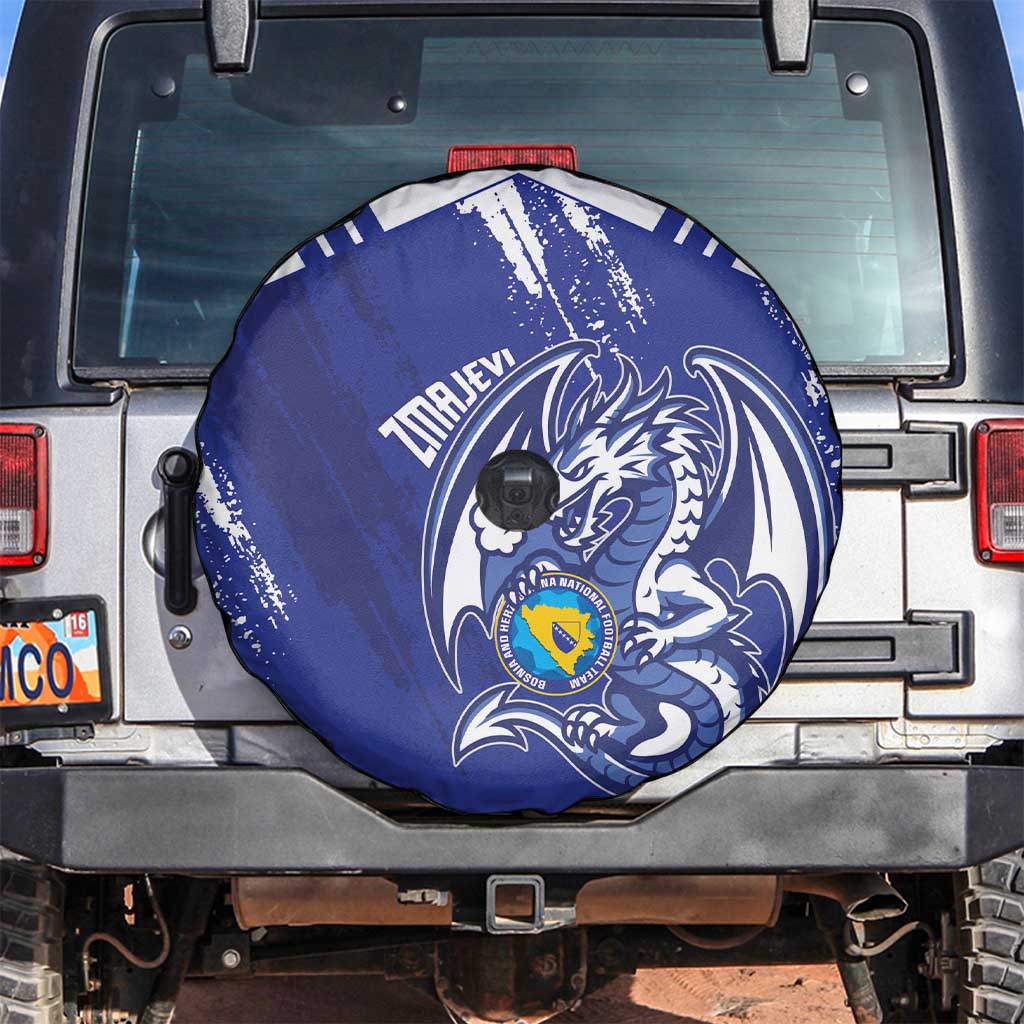 Bosnia and Herzegovina Football Spare Tire Cover Go Zmajevi Mi smo uz vas Blue Version - Wonder Print Shop