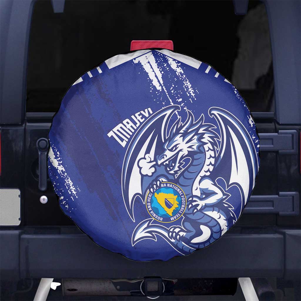 Bosnia and Herzegovina Football Spare Tire Cover Go Zmajevi Mi smo uz vas Blue Version - Wonder Print Shop