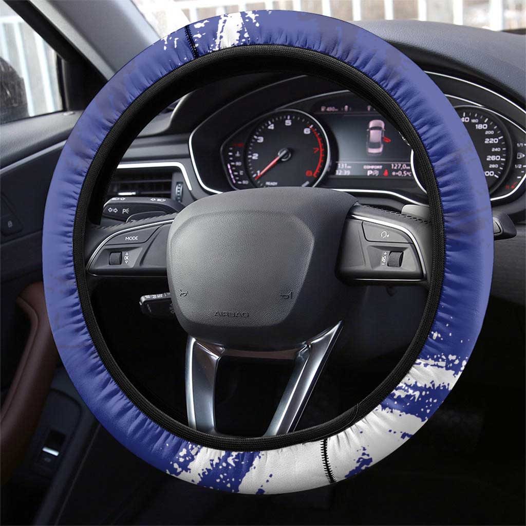 Bosnia and Herzegovina Football Steering Wheel Cover Go Zmajevi Mi smo uz vas Blue Version - Wonder Print Shop