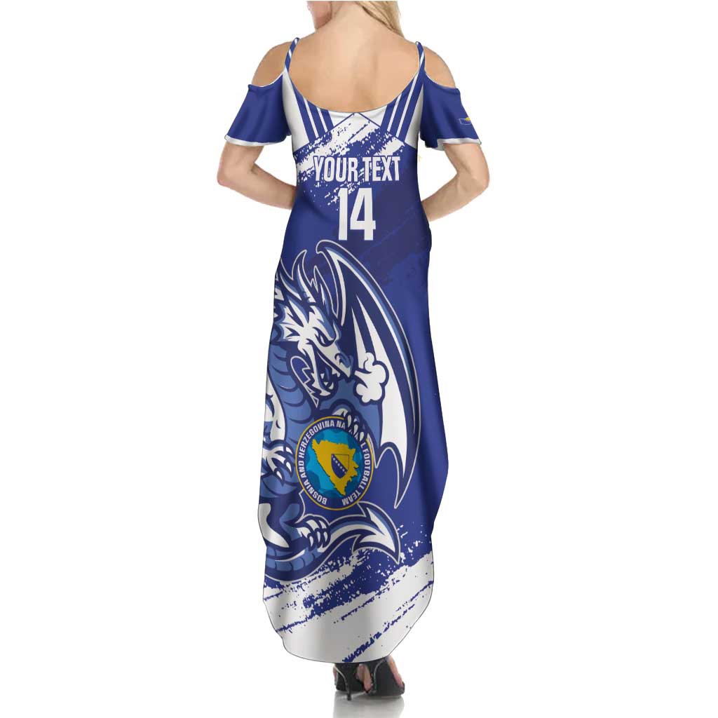 Bosnia and Herzegovina Football Custom Summer Maxi Dress Go Zmajevi Mi smo uz vas Blue Version - Wonder Print Shop