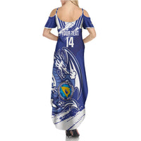 Bosnia and Herzegovina Football Custom Summer Maxi Dress Go Zmajevi Mi smo uz vas Blue Version - Wonder Print Shop
