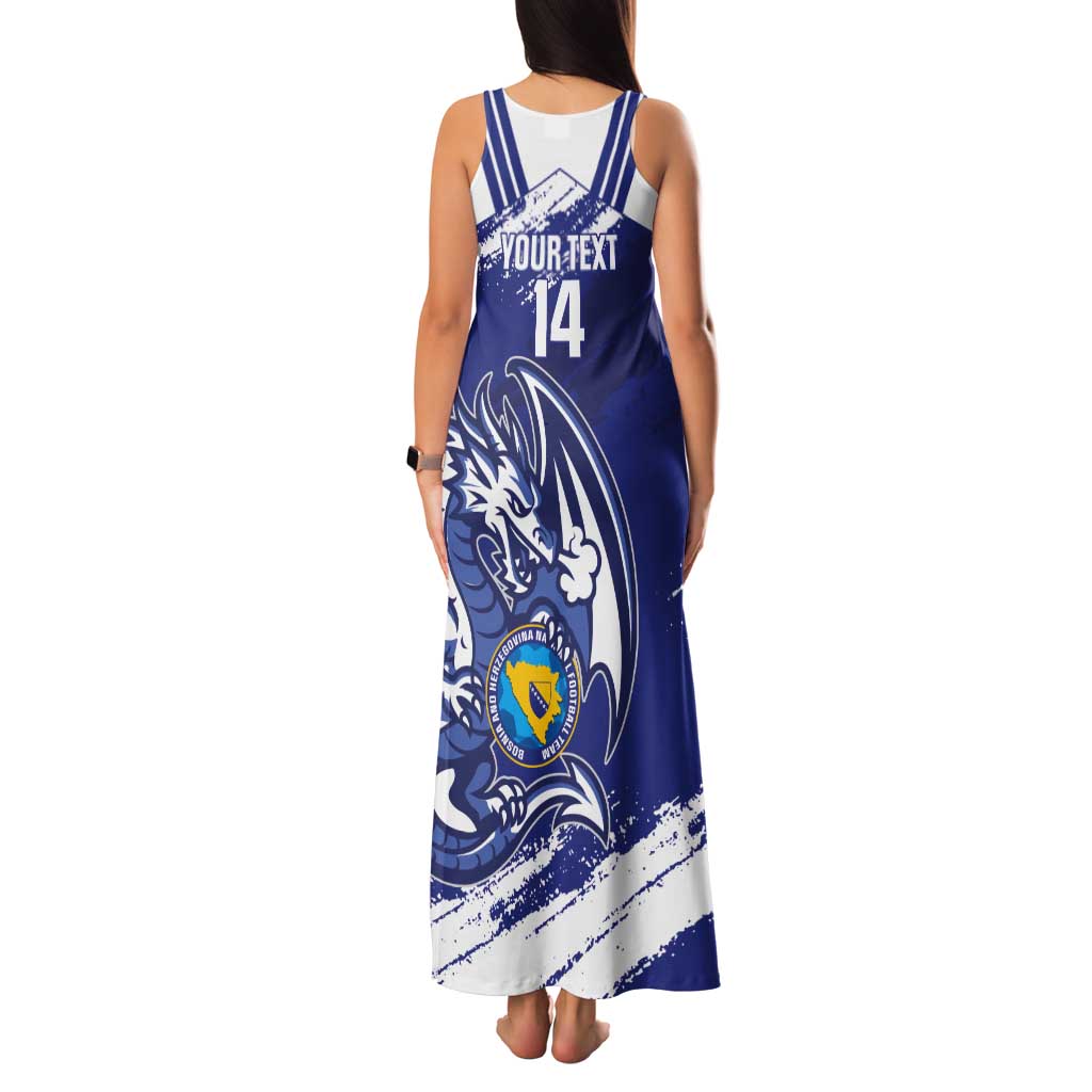 Bosnia and Herzegovina Football Custom Tank Maxi Dress Go Zmajevi Mi smo uz vas Blue Version - Wonder Print Shop