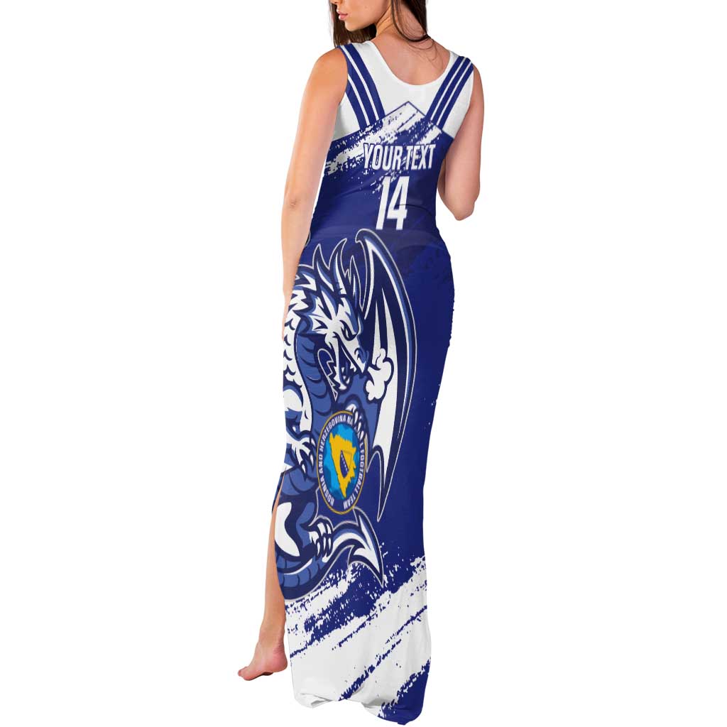 Bosnia and Herzegovina Football Custom Tank Maxi Dress Go Zmajevi Mi smo uz vas Blue Version - Wonder Print Shop