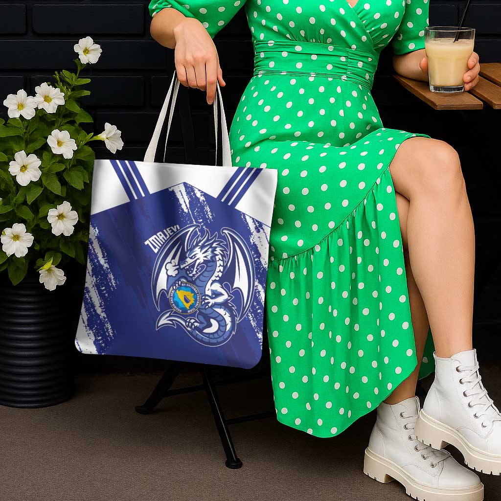 Bosnia and Herzegovina Football Tote Bag Go Zmajevi Mi smo uz vas Blue Version - Wonder Print Shop