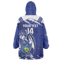 Bosnia and Herzegovina Football Custom Wearable Blanket Hoodie Go Zmajevi Mi smo uz vas Blue Version - Wonder Print Shop
