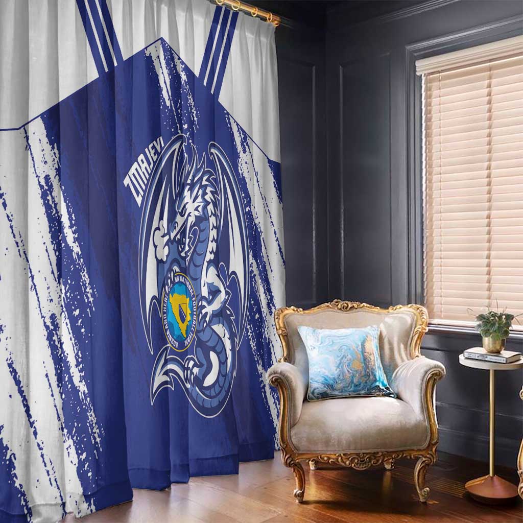 Bosnia and Herzegovina Football Window Curtain Go Zmajevi Mi smo uz vas Blue Version - Wonder Print Shop