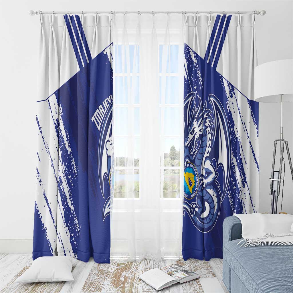 Bosnia and Herzegovina Football Window Curtain Go Zmajevi Mi smo uz vas Blue Version - Wonder Print Shop