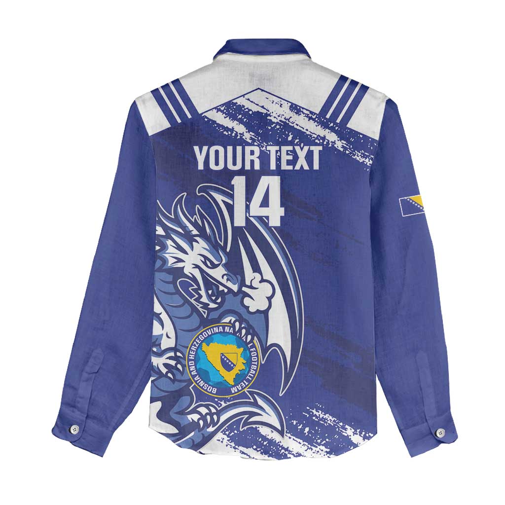 Bosnia and Herzegovina Football Custom Women Casual Shirt Go Zmajevi Mi smo uz vas Blue Version - Wonder Print Shop