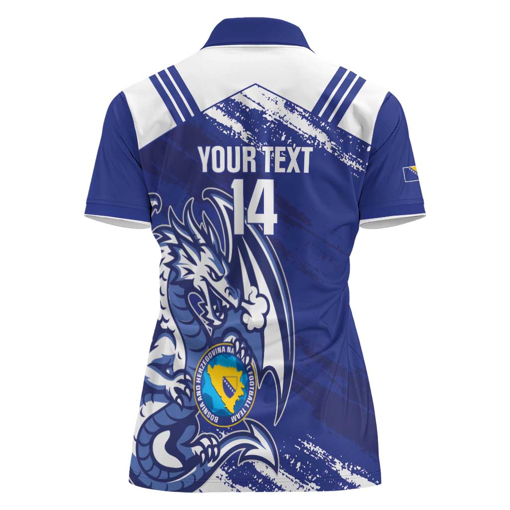 Bosnia and Herzegovina Football Custom Women Polo Shirt Go Zmajevi Mi smo uz vas Blue Version - Wonder Print Shop