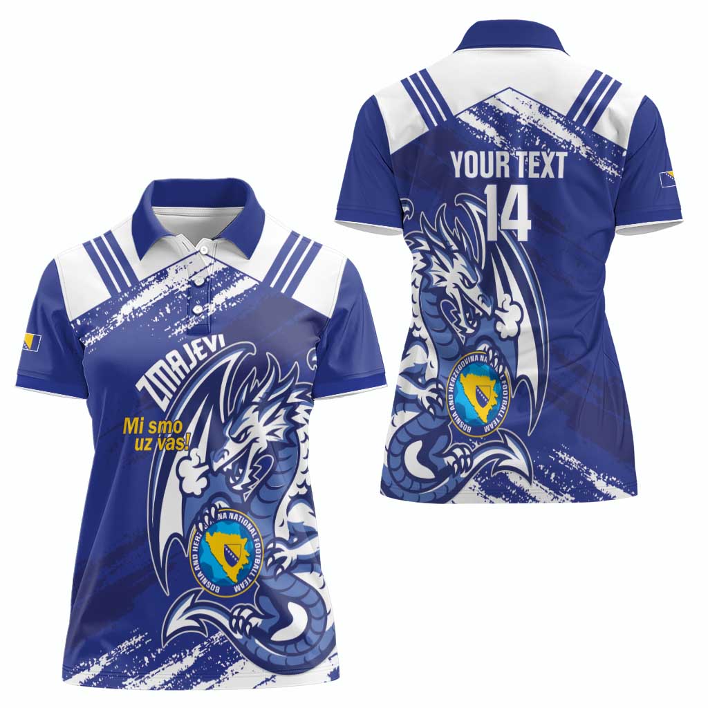 Bosnia and Herzegovina Football Custom Women Polo Shirt Go Zmajevi Mi smo uz vas Blue Version - Wonder Print Shop