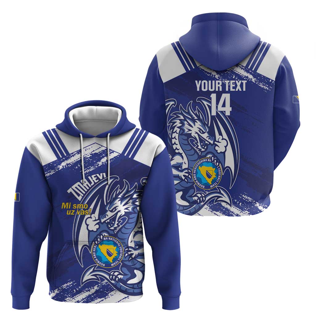 Bosnia and Herzegovina Football Custom Zip Hoodie Go Zmajevi Mi smo uz vas Blue Version - Wonder Print Shop