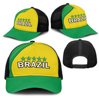 Brazil Football Mesh Trucker Cap Brasil Map Come On Canarinho Sporty Style