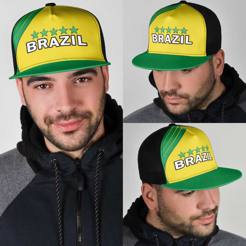 Brazil Football Mesh Trucker Cap Brasil Map Come On Canarinho Sporty Style