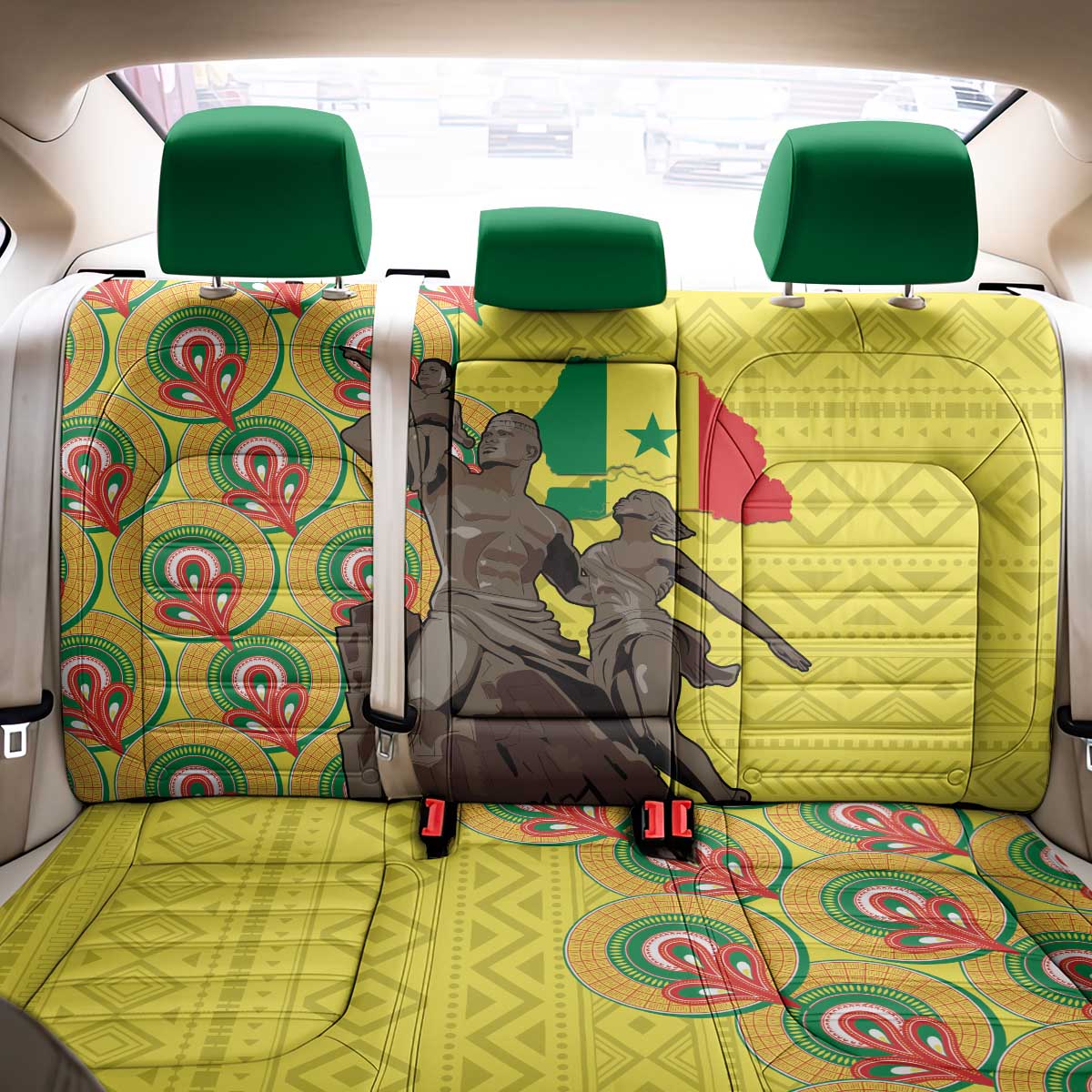 Senegal African Renaissance Monument Back Car Seat Cover Ankara Pattern