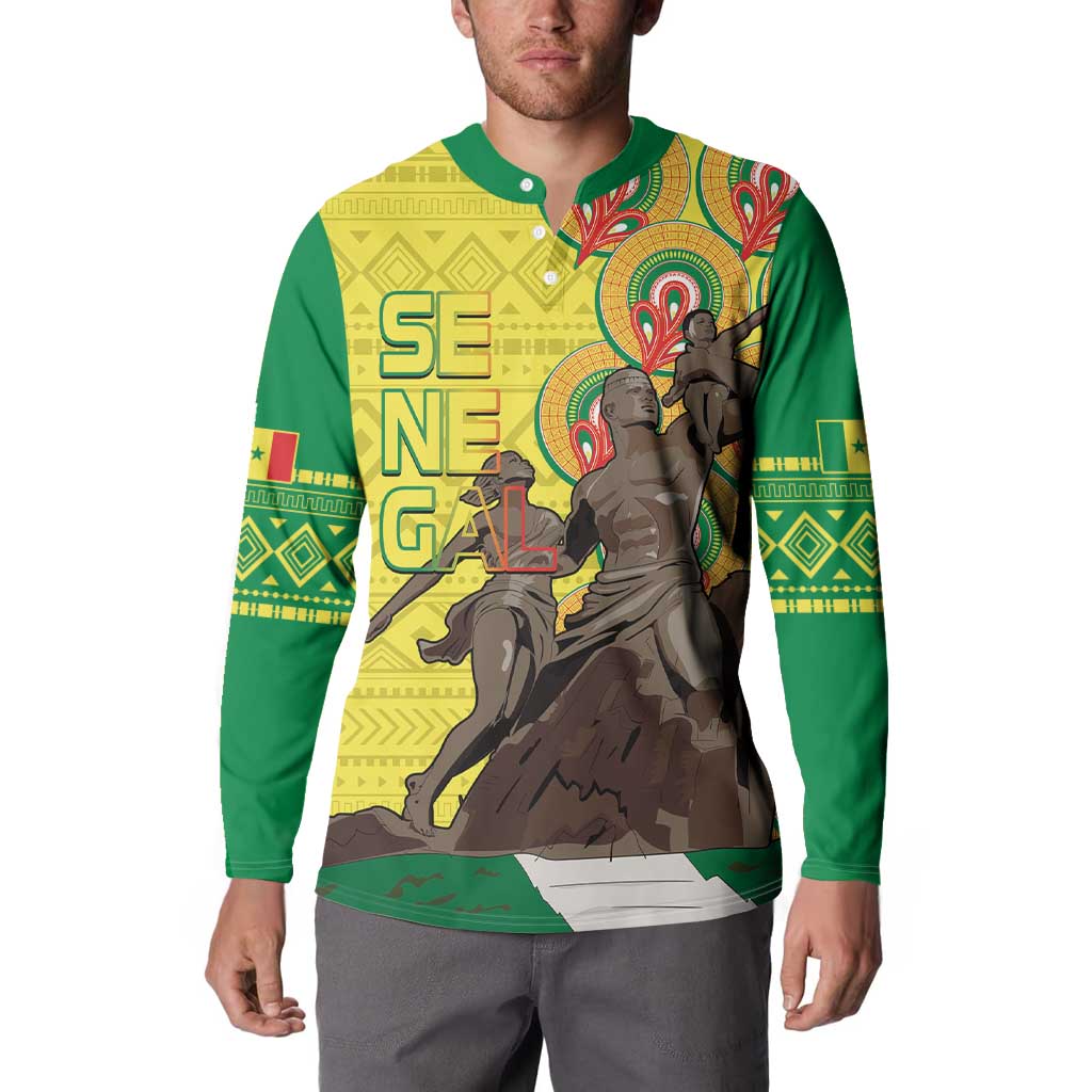 Senegal African Renaissance Monument Button Sweatshirt Ankara Pattern