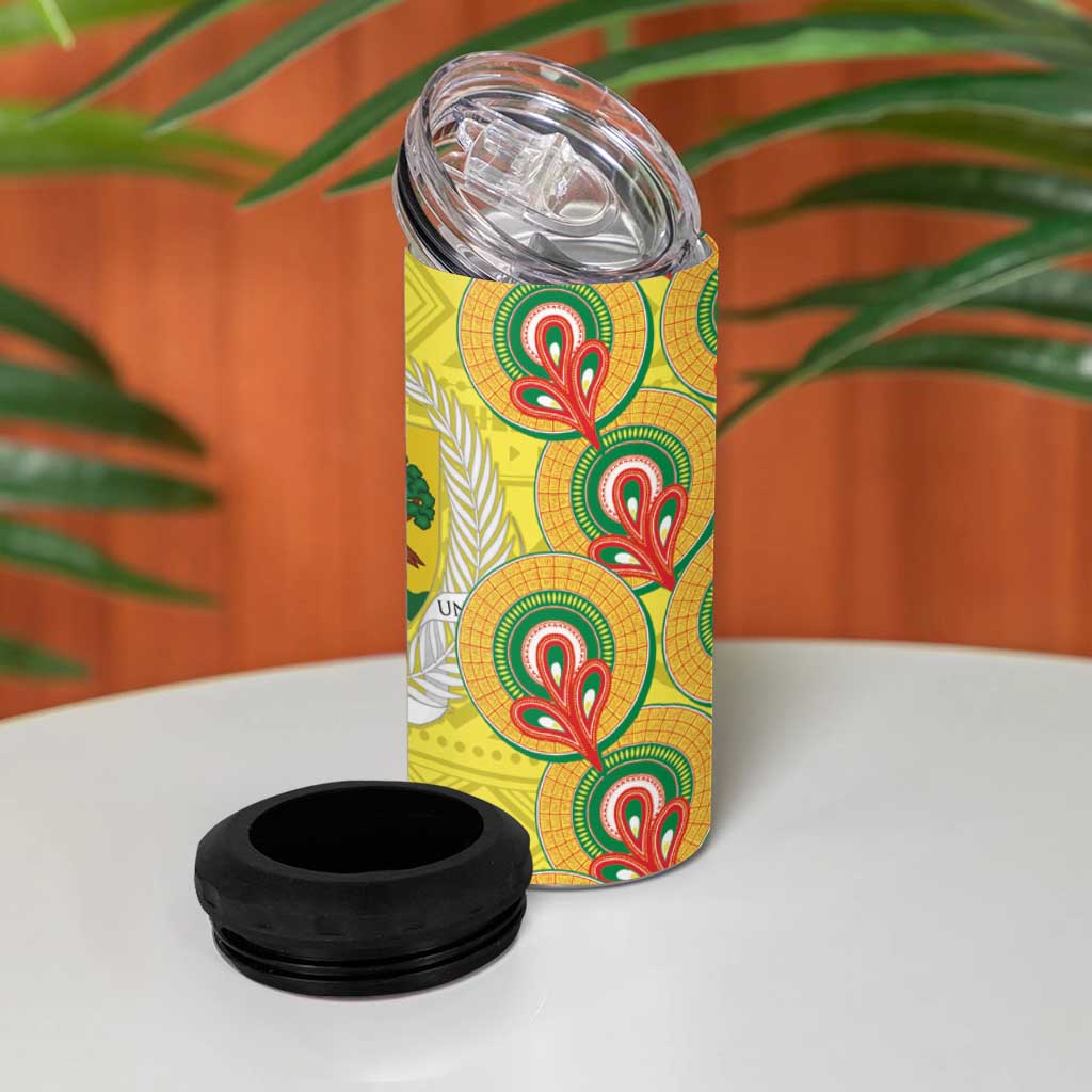 Senegal African Renaissance Monument 4 in 1 Can Cooler Tumbler Ankara Pattern