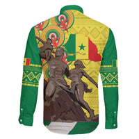 Senegal African Renaissance Monument Family Matching Off The Shoulder Long Sleeve Dress and Hawaiian Shirt Ankara Pattern